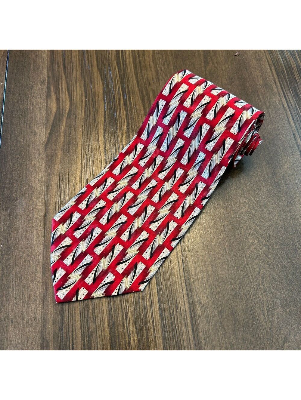Vintage 90s Pierre Cardin 100% Silk Abstract Geometric Print Classic Necktie Tie
